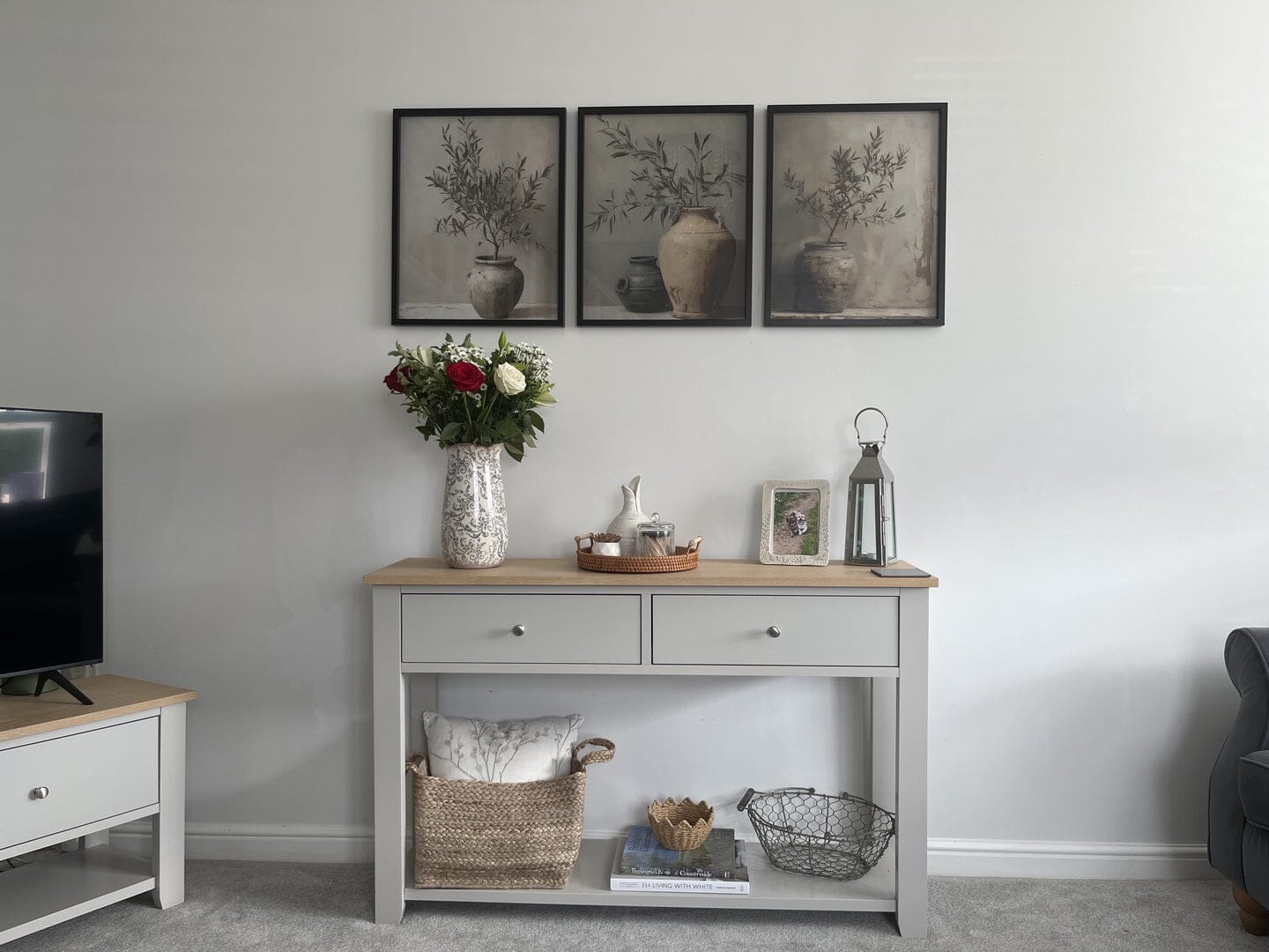 Chatsworth Linen Grey 2 Drawer Console Table - 120cm