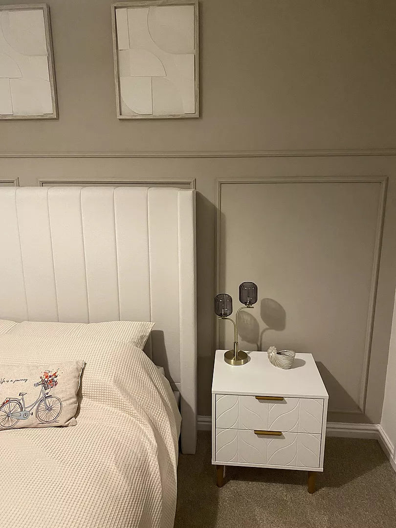Gloria Bedside Tables - Set of 2 - White & Brass Effect