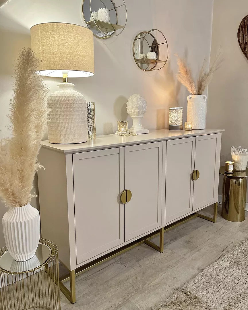 Ines 4 Door Large Sideboard - Taupe & Gold