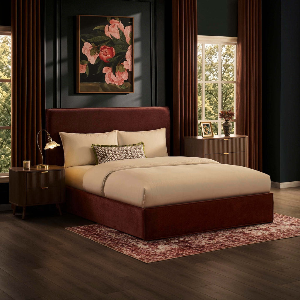 Oslo Ottoman Storage Bed - Chenille Dark Rust