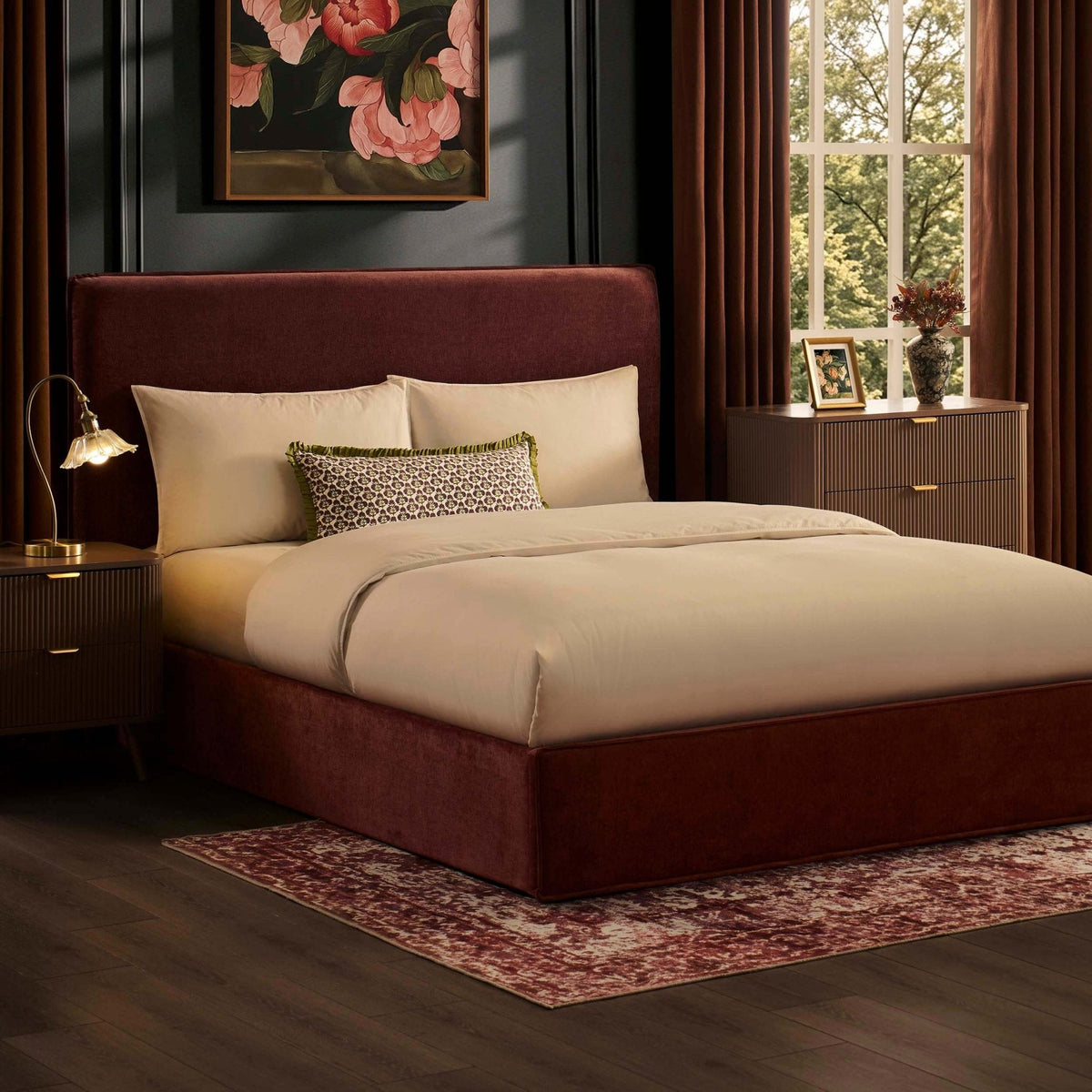 Oslo Ottoman Storage Bed - Chenille Dark Rust