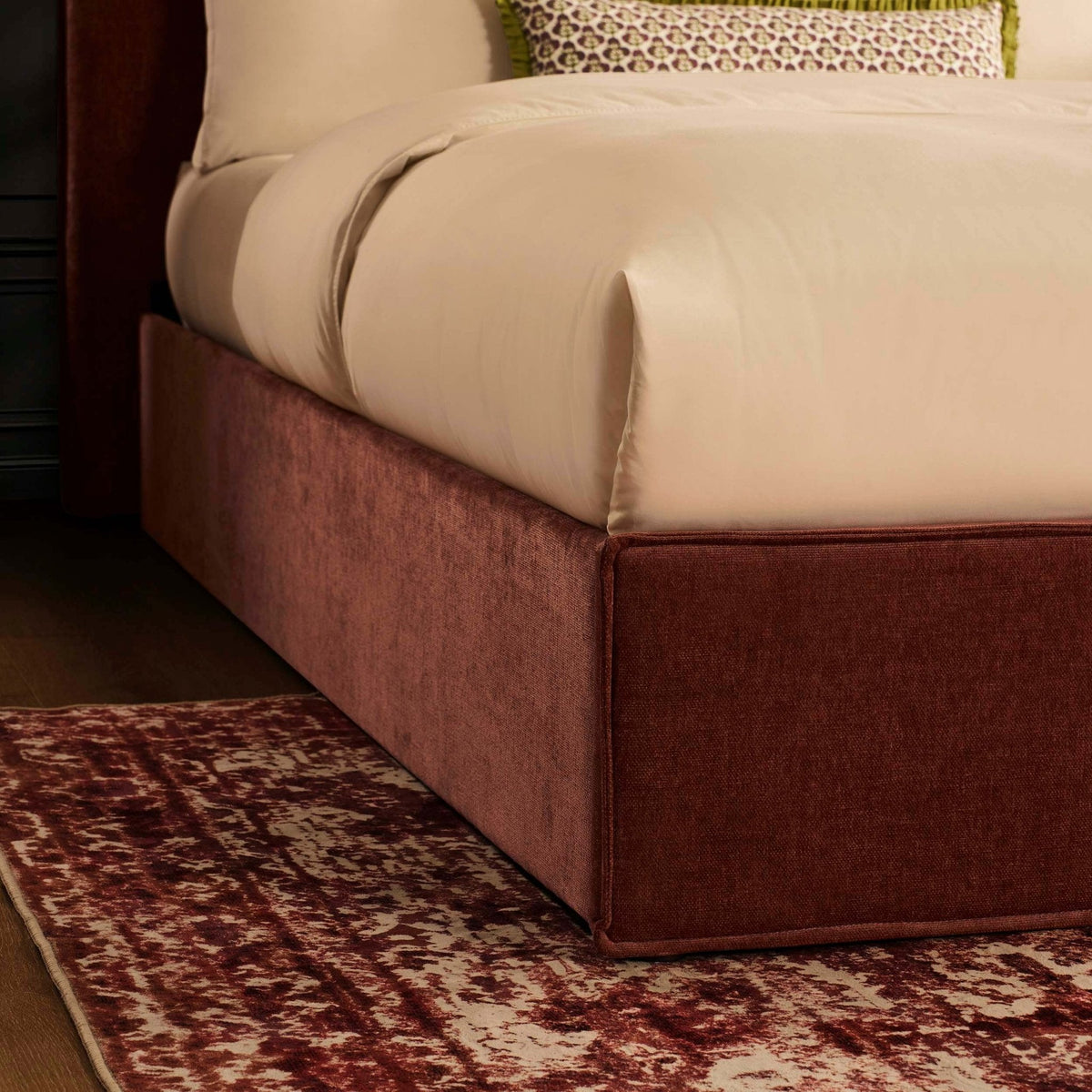 Oslo Ottoman Storage Bed - Chenille Dark Rust