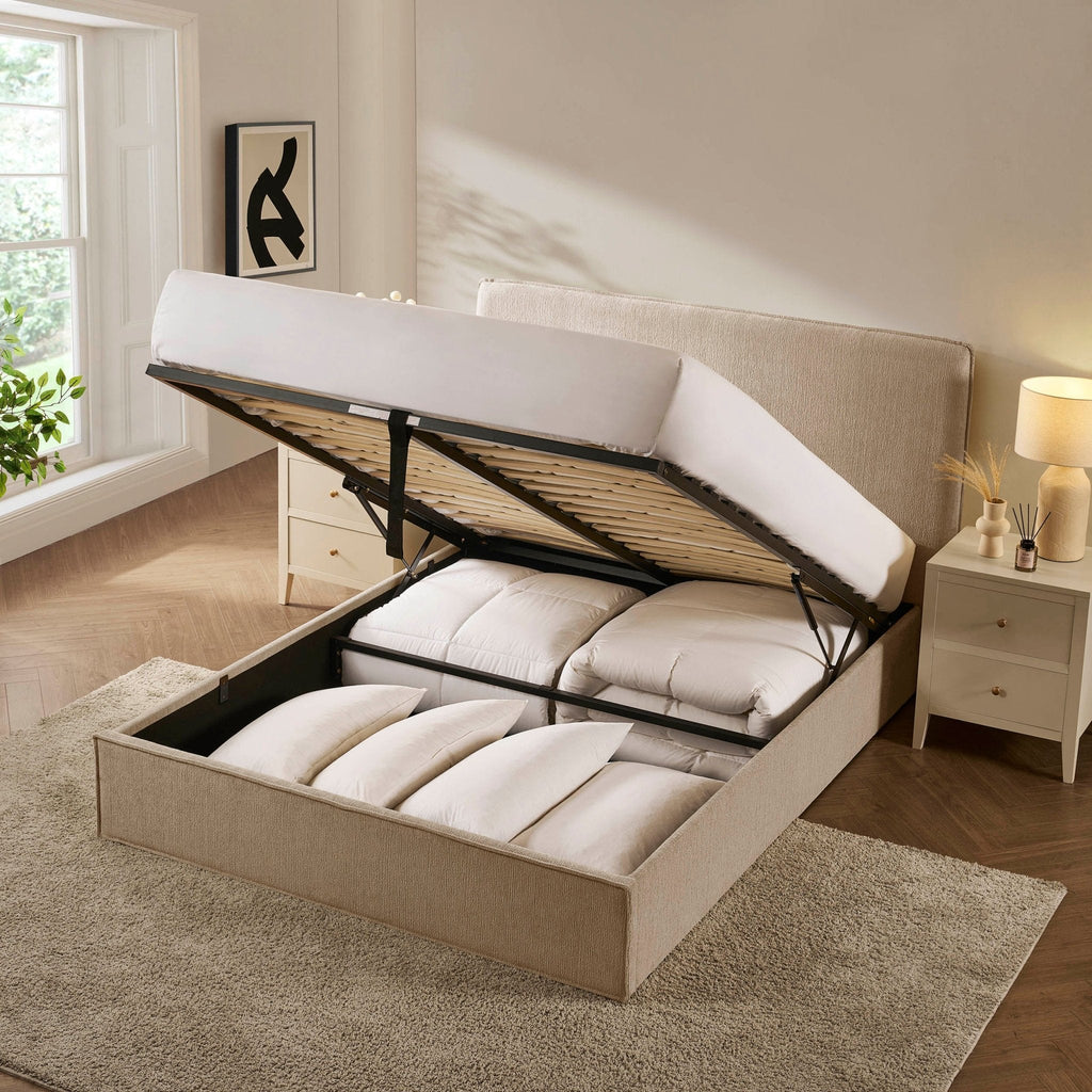 Oslo Ottoman Storage Bed - Textured Oatmeal