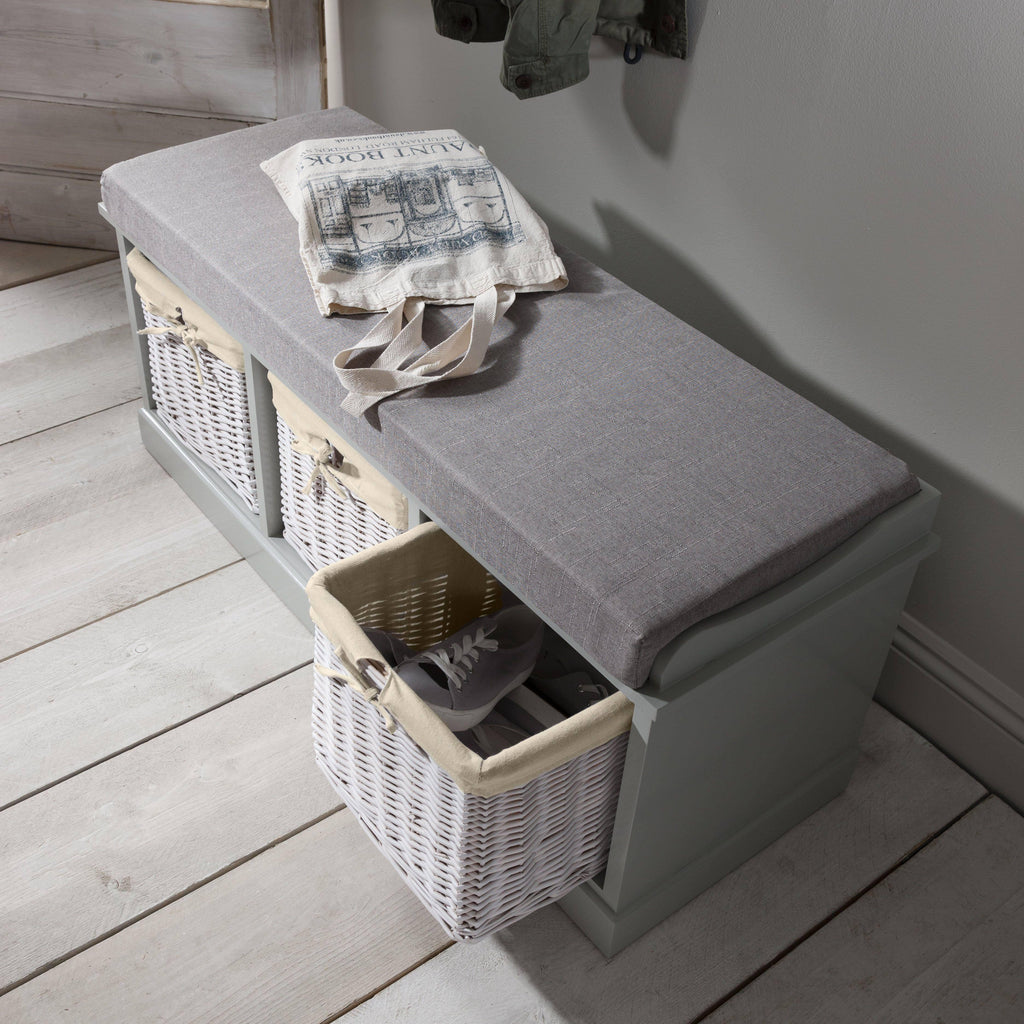 OUTLET - Fyfield 3 Seater Hallway Storage Bench with Storage - Grey