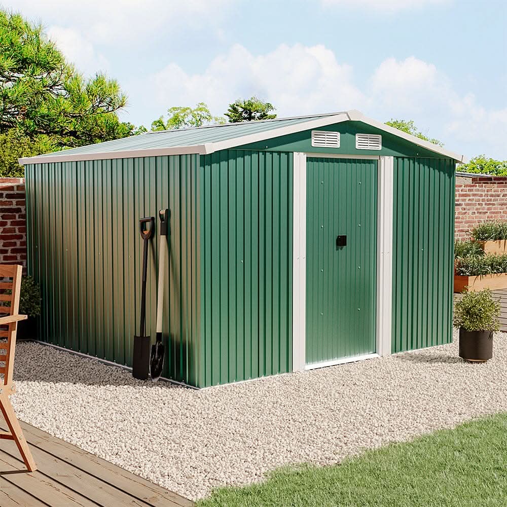 Waterproof 6x8/8x8/10x8/12x10ft Metal Shed with Gable Roof Charcoal Black/Green