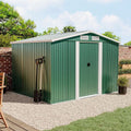 Waterproof 6x8/8x8/10x8/12x10ft Metal Shed with Gable Roof Charcoal Black/Green