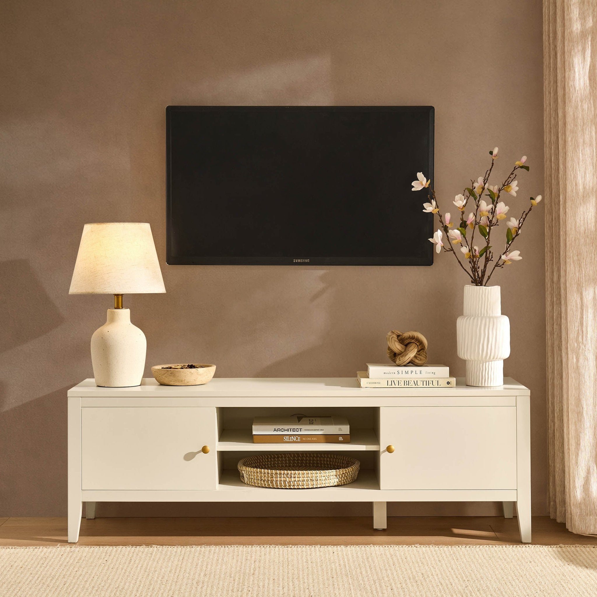Poppy Tv Unit for TVs up to 55" - Cream