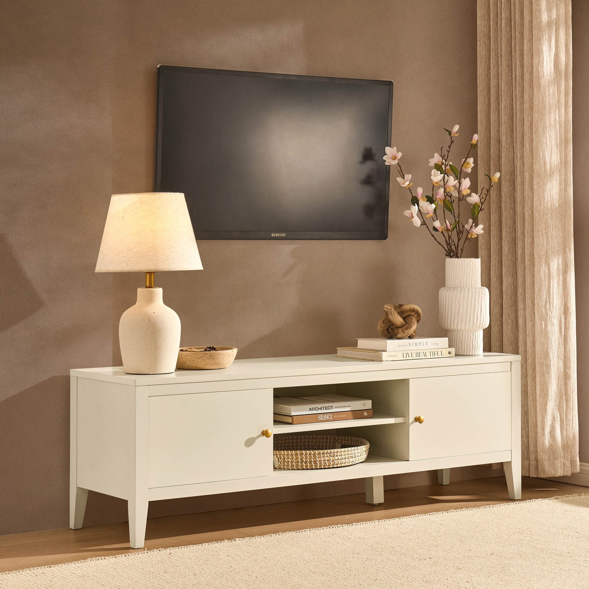 Poppy Tv Unit for TVs up to 55" - Cream