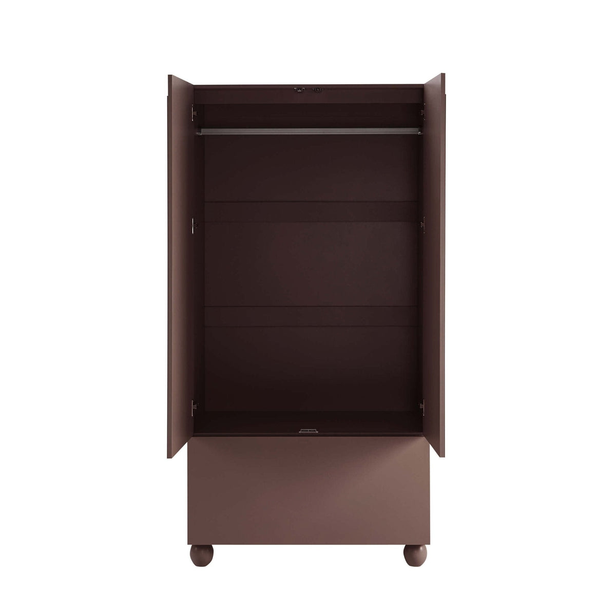 Rachel Arch Front 2 Door Wardrobe with Drawer - Mocha