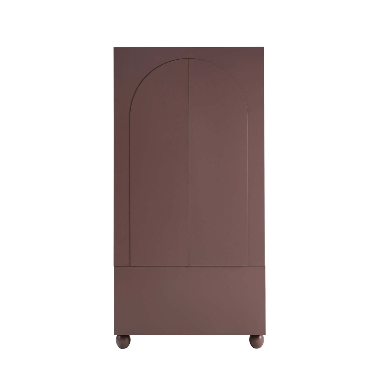 Rachel Arch Front 2 Door Wardrobe with Drawer - Mocha