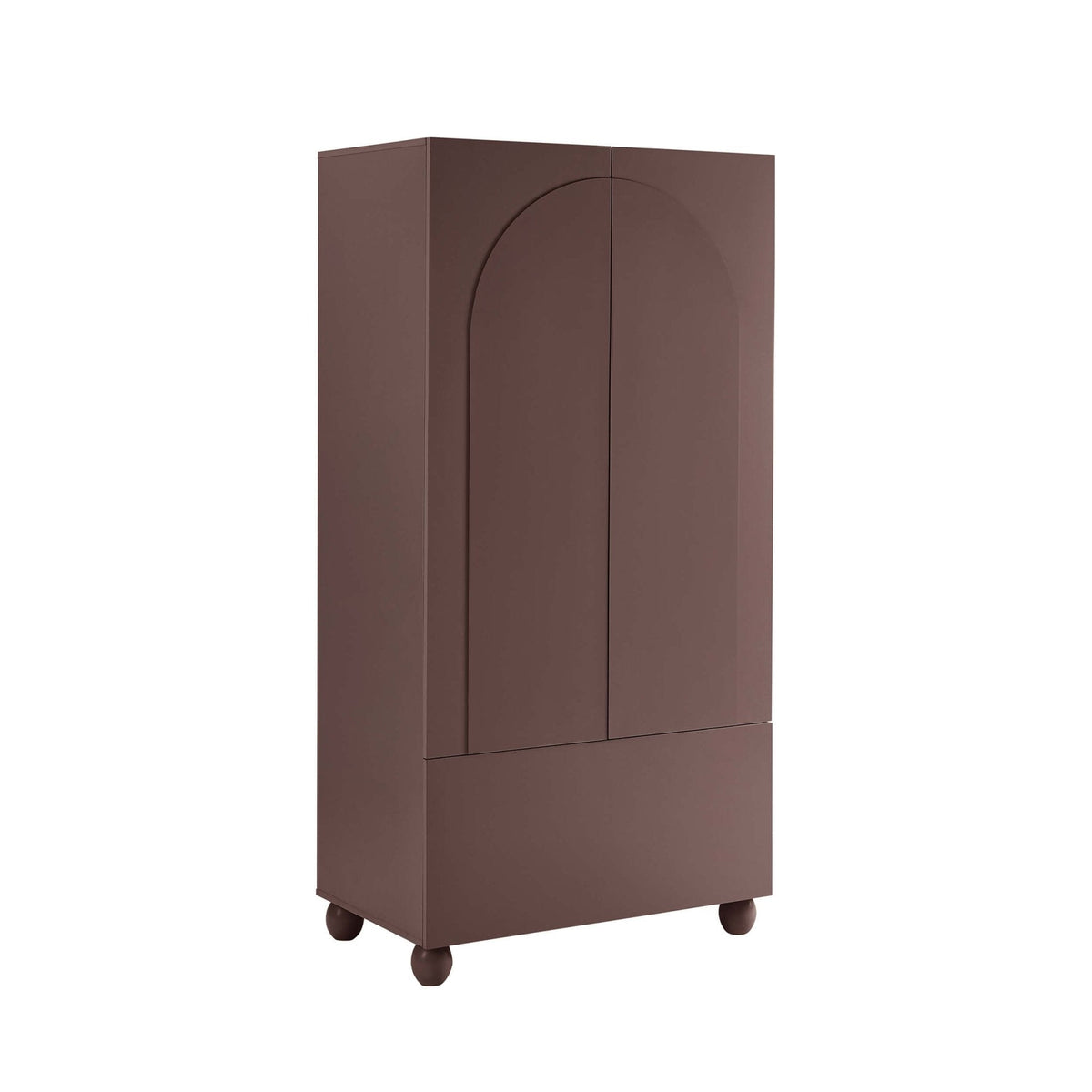 Rachel Arch Front 2 Door Wardrobe with Drawer - Mocha