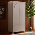Rachel Arch Front 2 Door Wardrobe with Drawer - Taupe