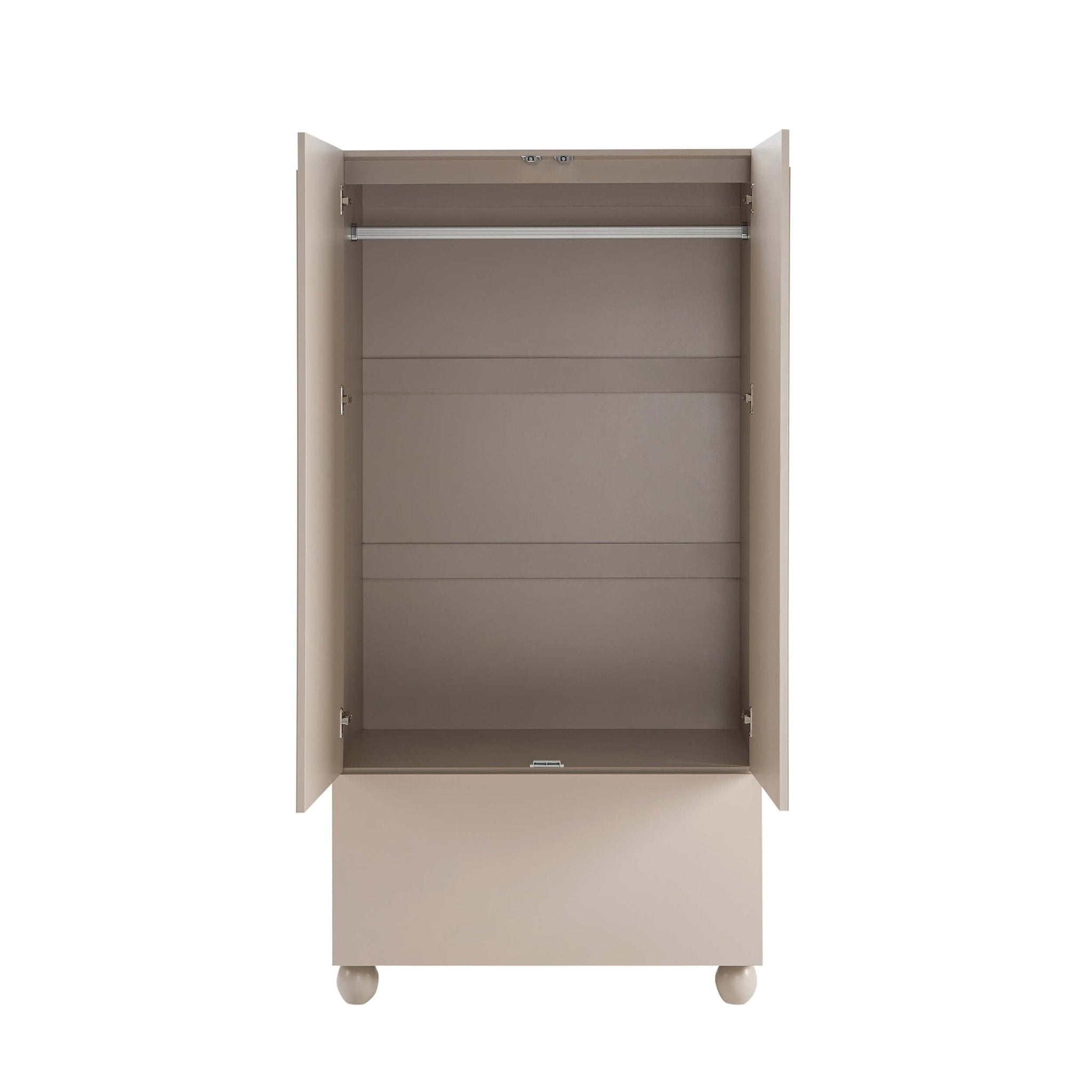 Rachel Arch Front 2 Door Wardrobe with Drawer - Taupe