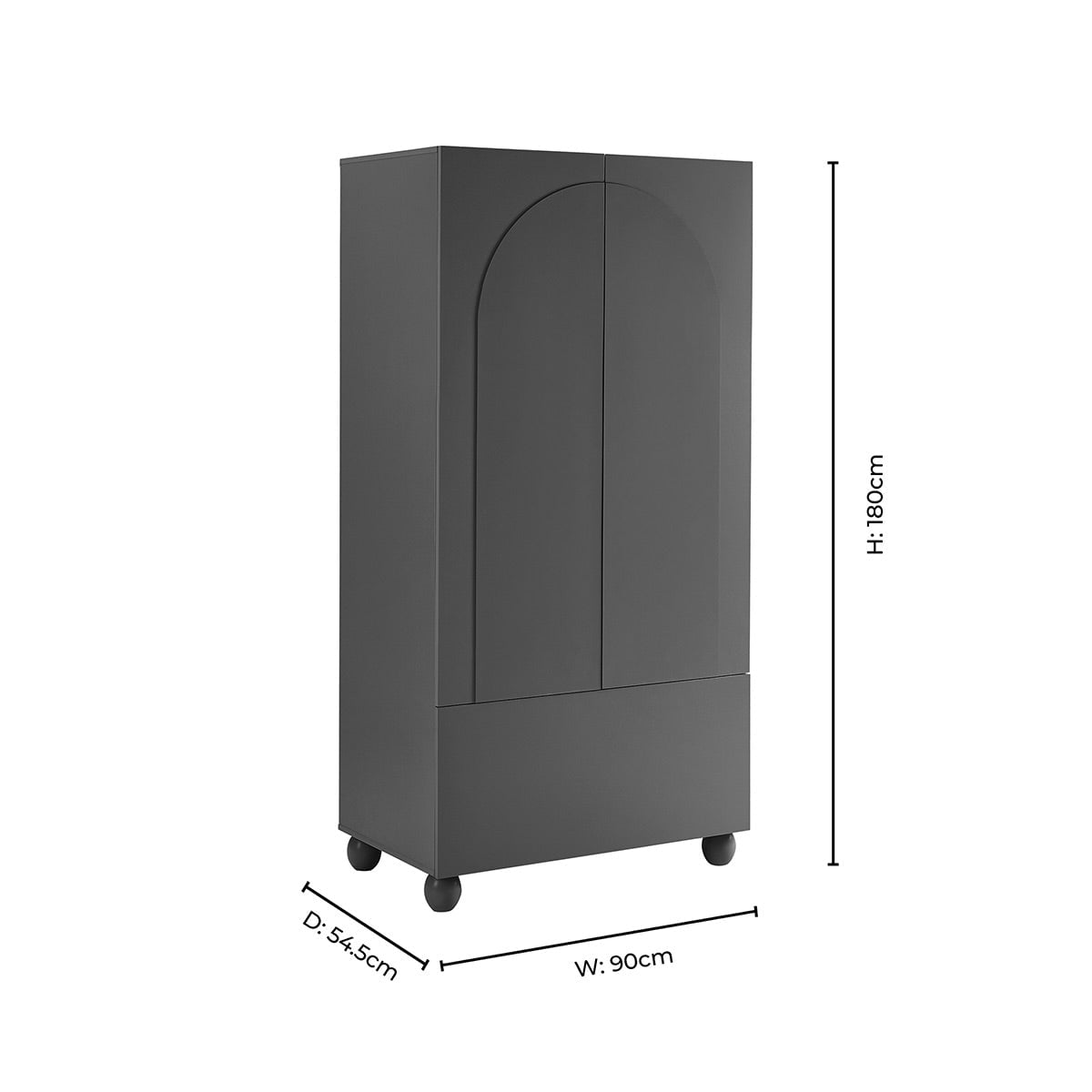 Rachel Arch Front 2 Door Wardrobe with Drawer - Taupe