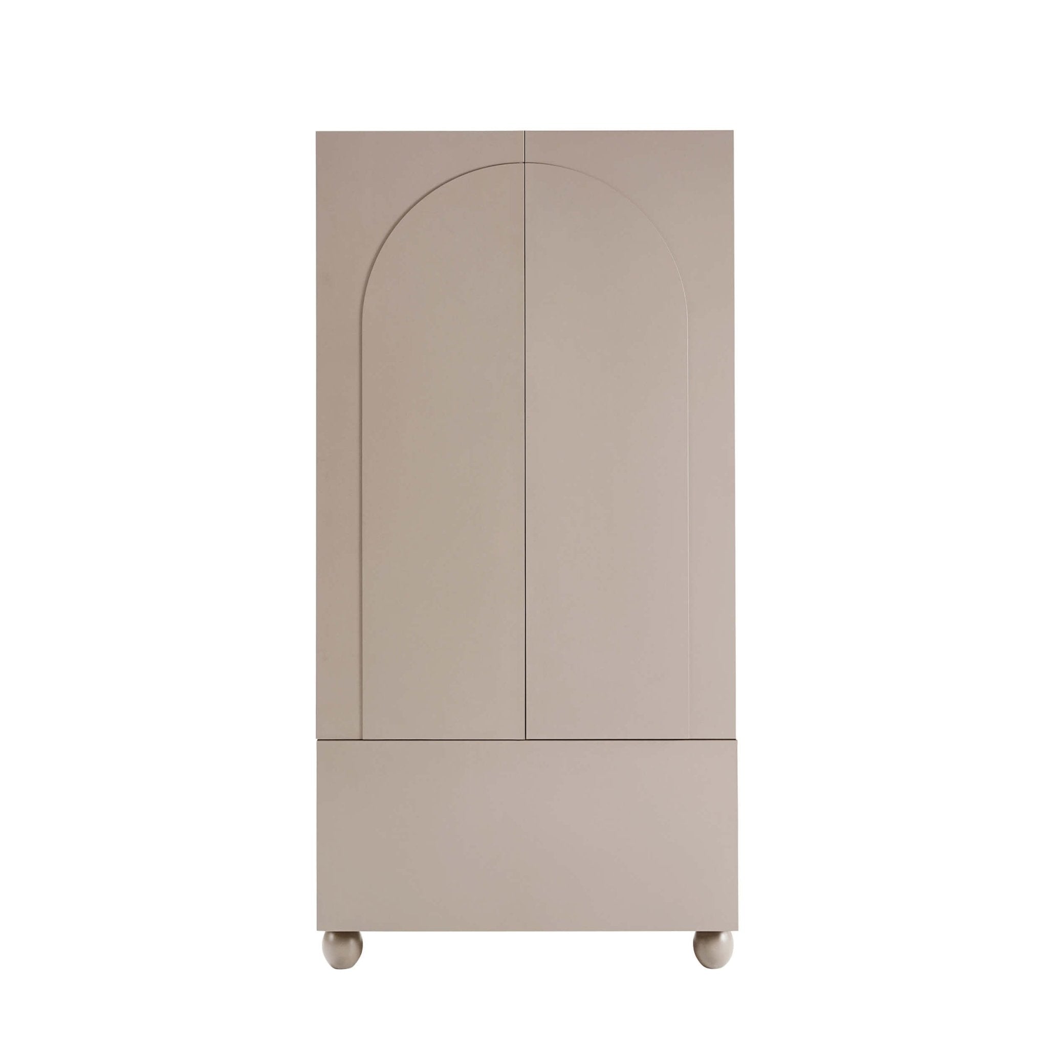 Rachel Arch Front 2 Door Wardrobe with Drawer - Taupe