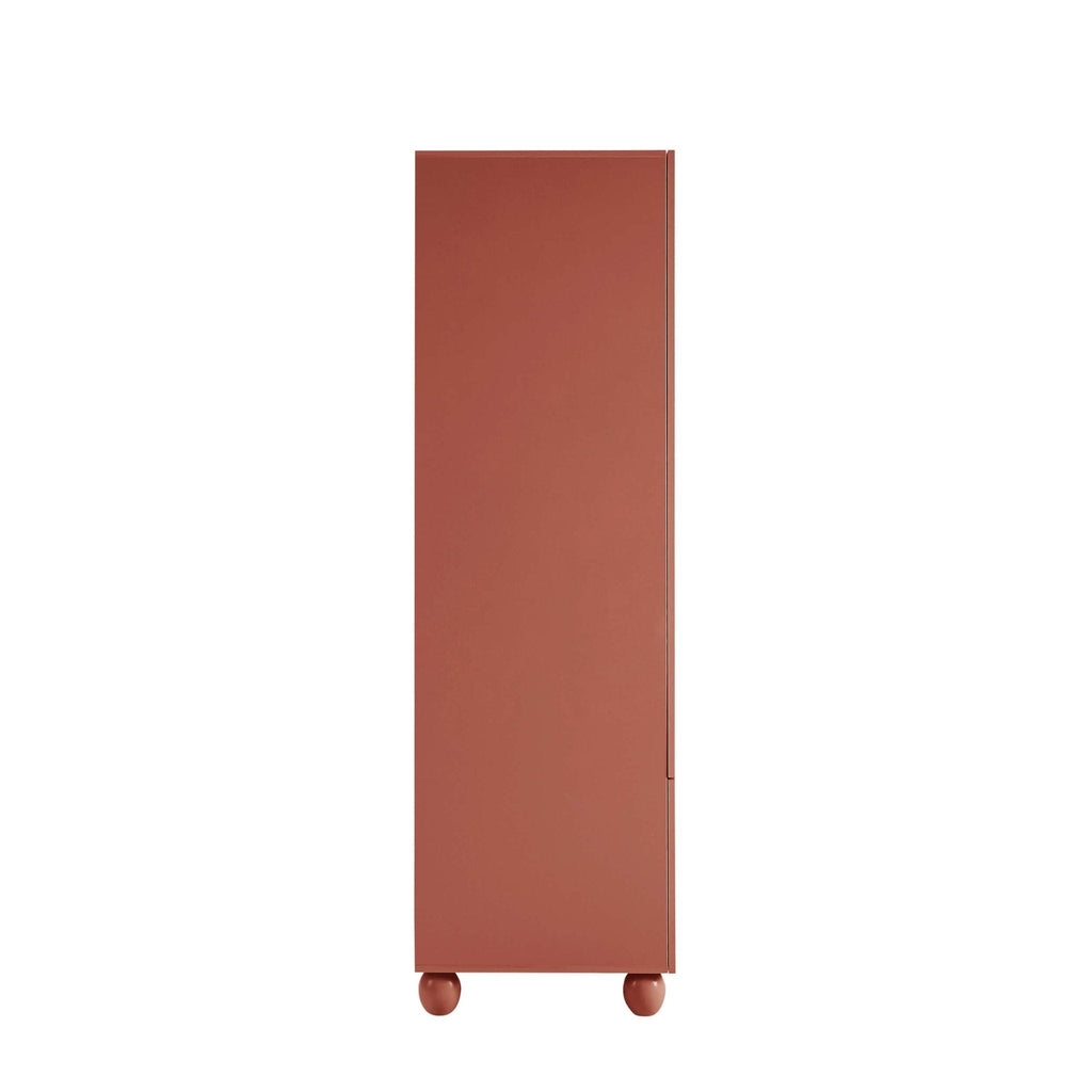 Rachel Arch Front 2 Door Wardrobe with Drawer - Terracotta