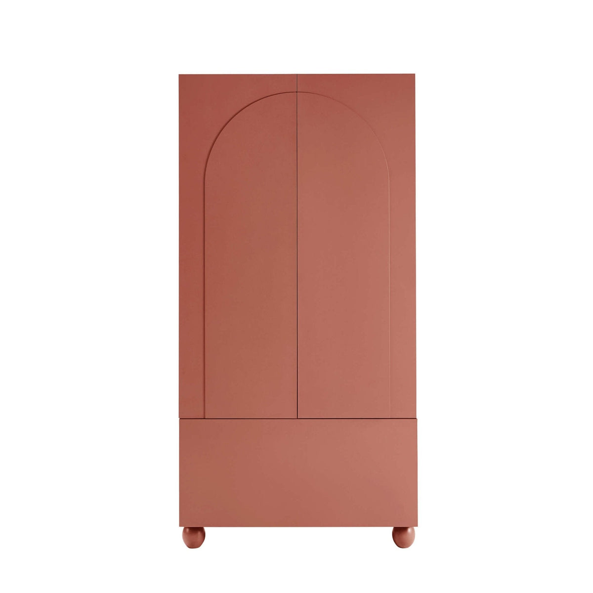 Rachel Arch Front 2 Door Wardrobe with Drawer - Terracotta
