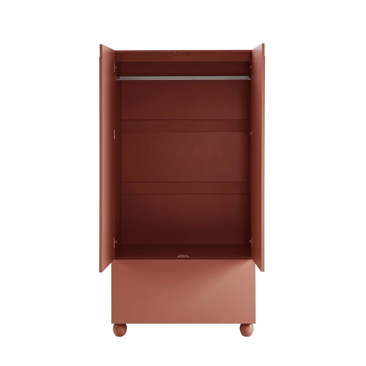 Rachel Arch Front 2 Door Wardrobe with Drawer - Terracotta