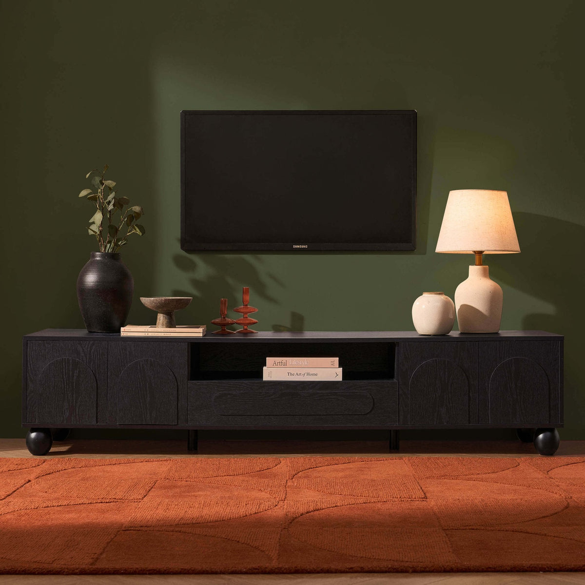 Rachel Arch Front Tv Unit for TVs up to 75"- Black