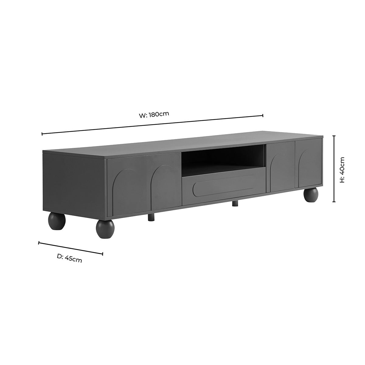 Rachel Arch Front Tv Unit for TVs up to 75"-Terracotta