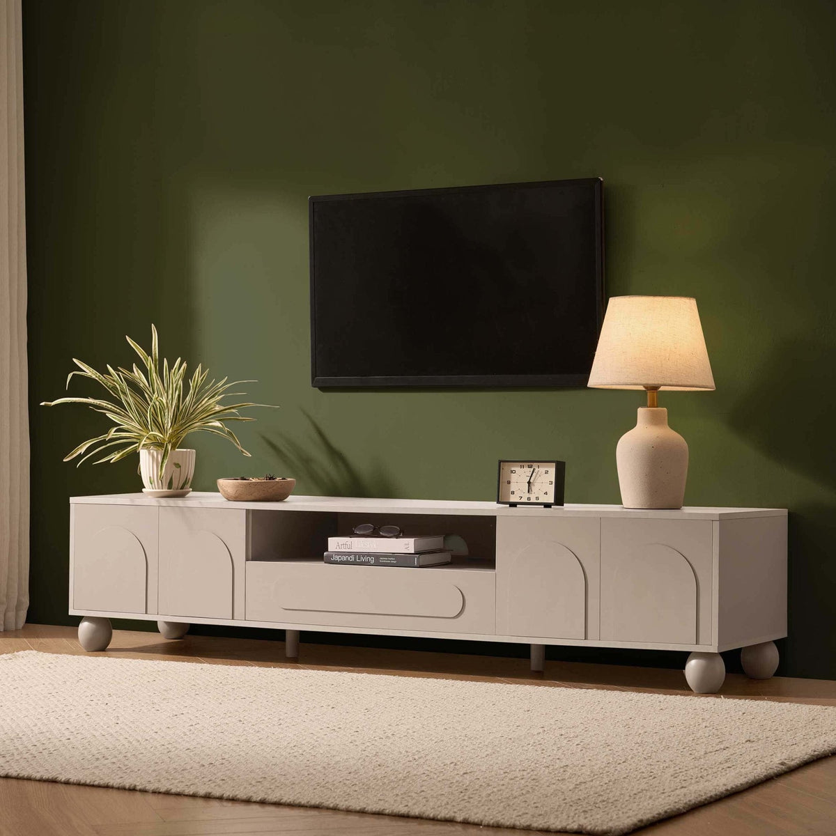Rachel Arch Front Tv Unit for TVs up to 75" - Taupe