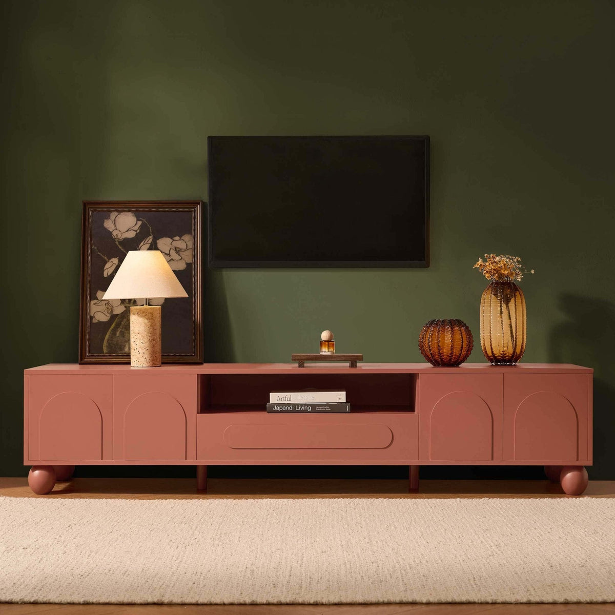 Rachel Arch Front Tv Unit for TVs up to 75"-Terracotta