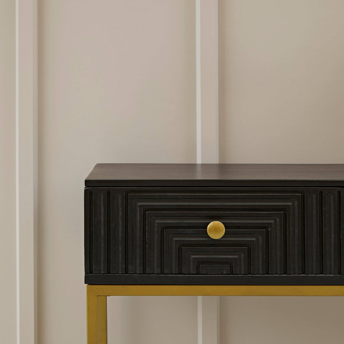Rayna Black Mango Wood 2 Drawer Console Table