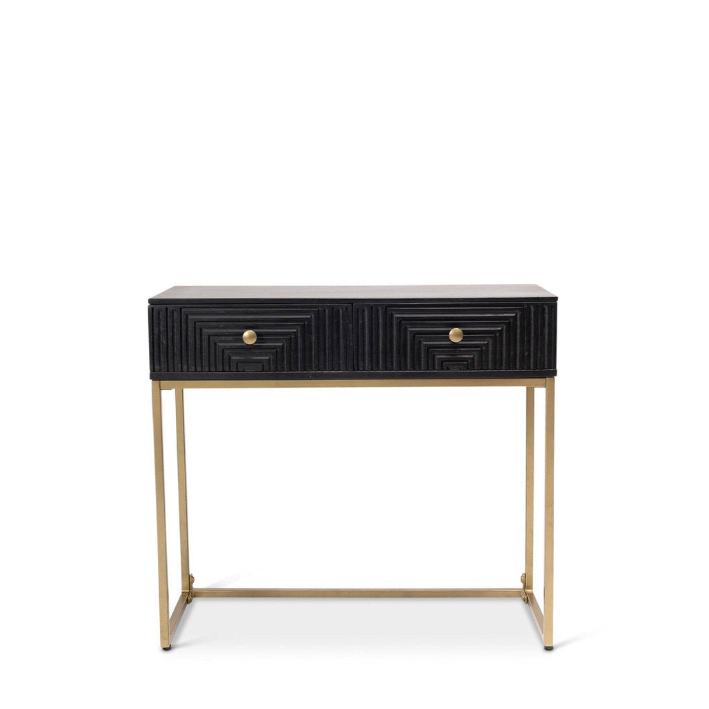 Rayna Black Mango Wood 2 Drawer Console Table