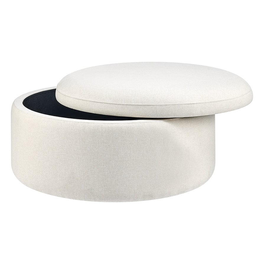 Stockton Round Storage Pouffe - Linen Natural