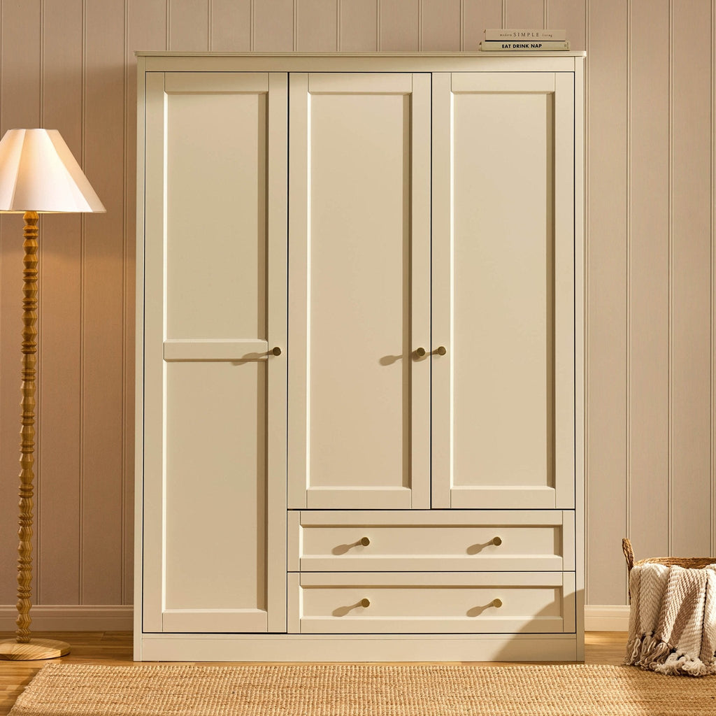 Ruby 3 Door Wardrobe with Drawers - Cream