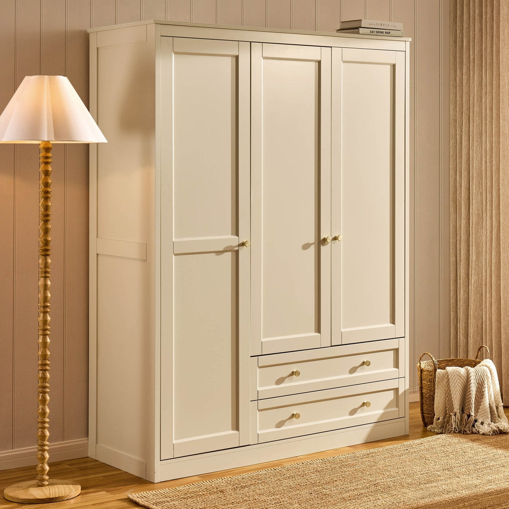 Ruby 3 Door Wardrobe with Drawers - Cream