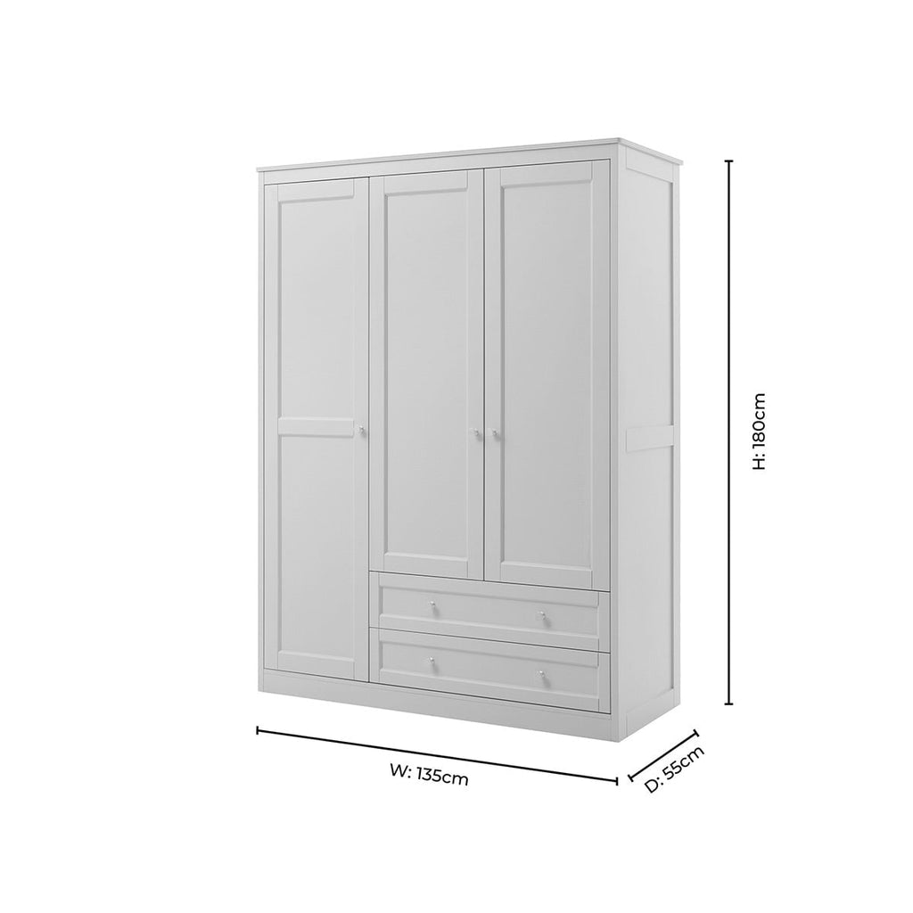 Ruby 3 Door Wardrobe with Drawers - Taupe