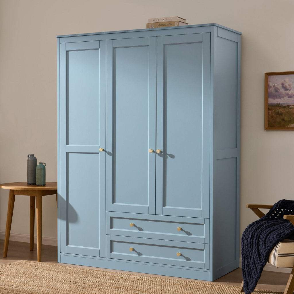 Ruby 3 Door Wardrobe with Drawers - Sky Blue