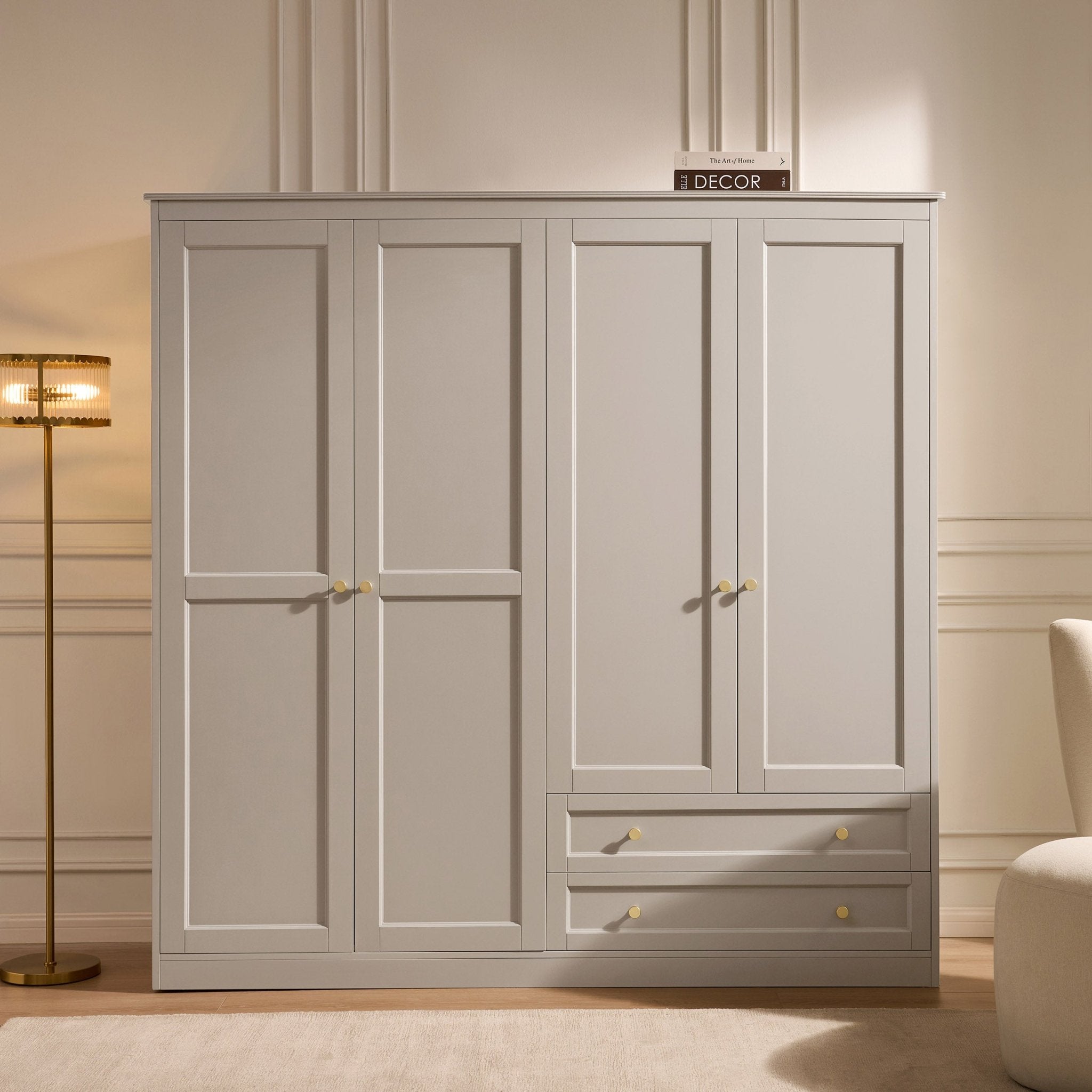 Ruby 4 Door Wardrobe with Drawers - Taupe