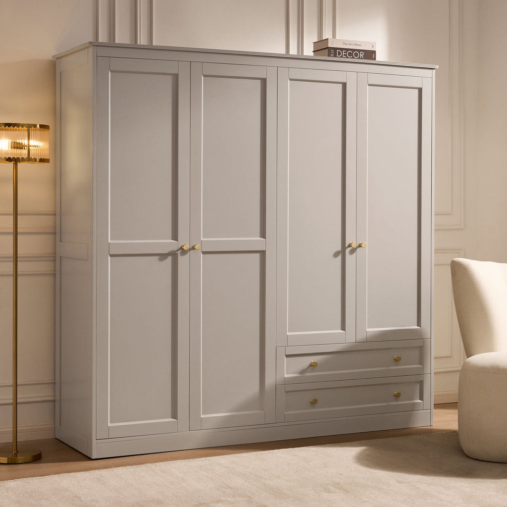 Ruby 4 Door Wardrobe with Drawers - Taupe