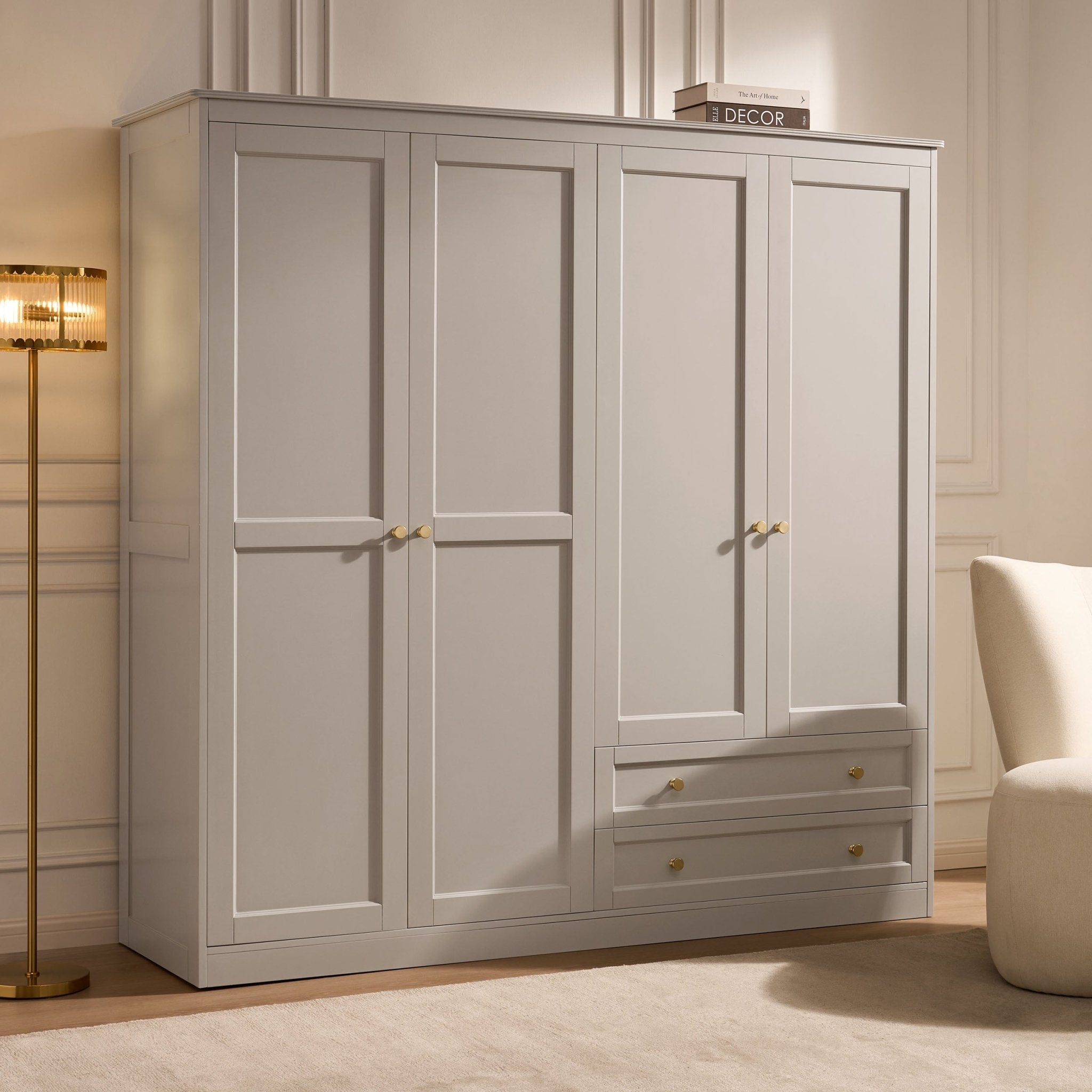 Ruby 4 Door Wardrobe with Drawers - Taupe