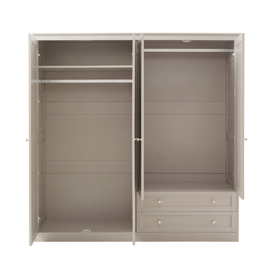 Ruby 4 Door Wardrobe with Drawers - Taupe