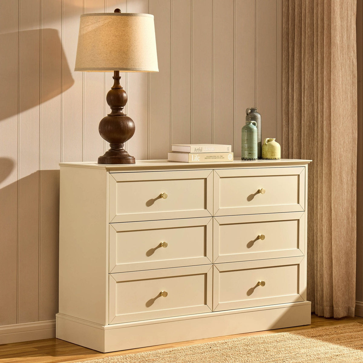 Ruby 6 Drawer Chest - Cream