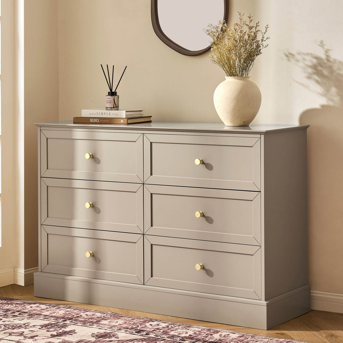 Ruby 6 Drawer Chest - Taupe