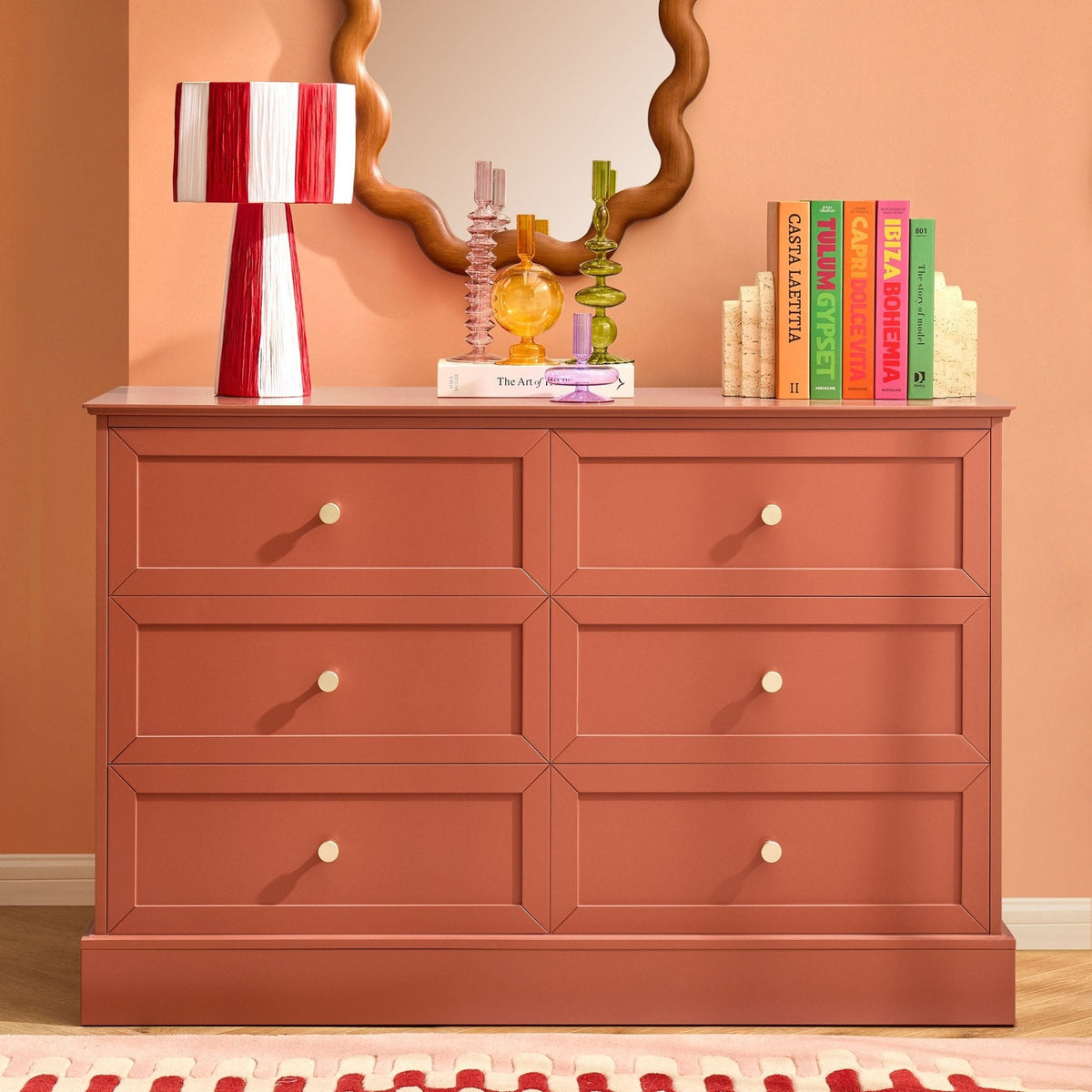 Ruby 6 Drawer Chest - Terracotta