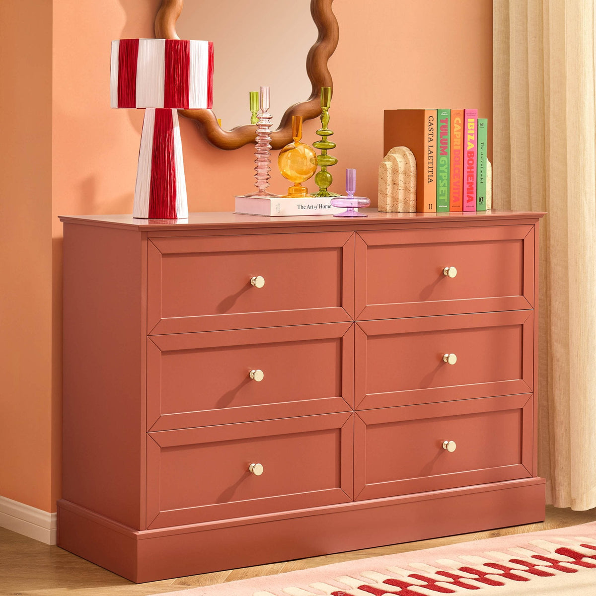 Ruby 6 Drawer Chest - Terracotta