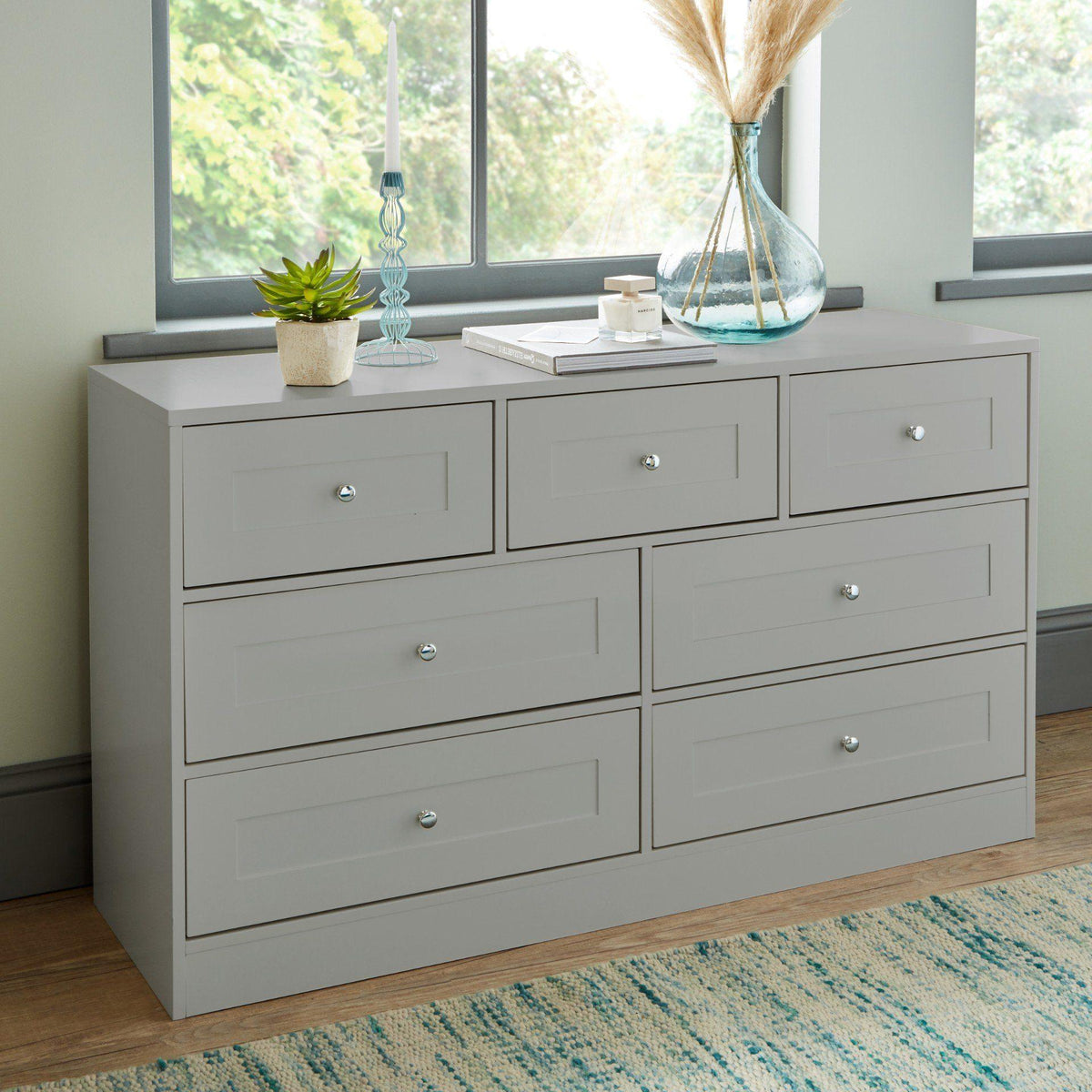 Stevie 7 Drawer Chest of Drawers - Grey