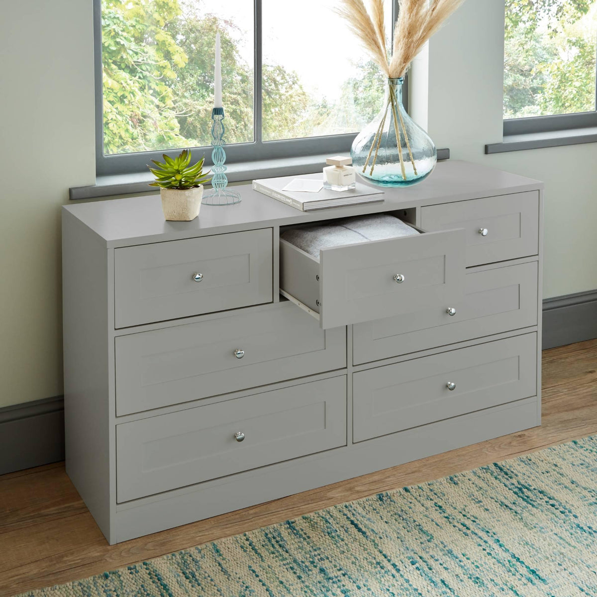 Stevie 7 Drawer Chest of Drawers - Grey