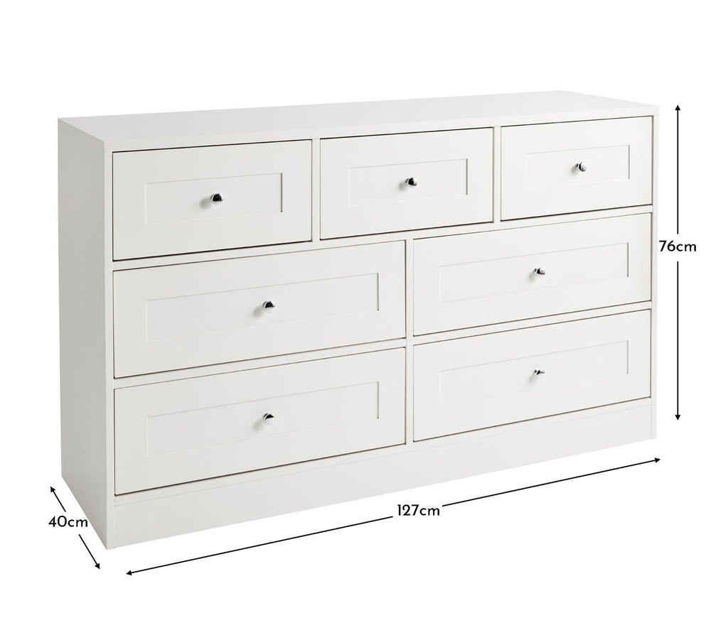 Stevie 7 Drawer Chest of Drawers - White