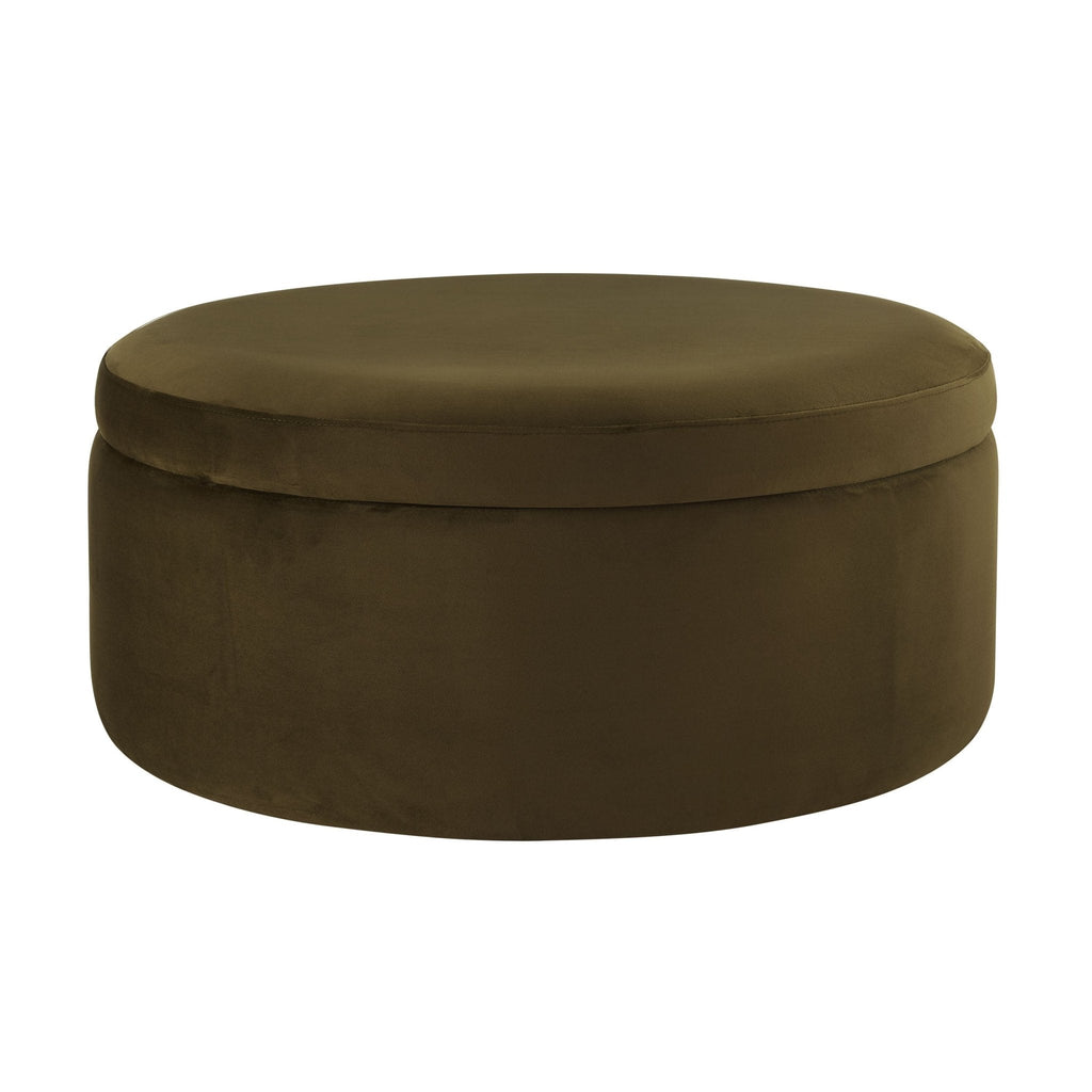 Stockton Round Storage Pouffe - Rich Green