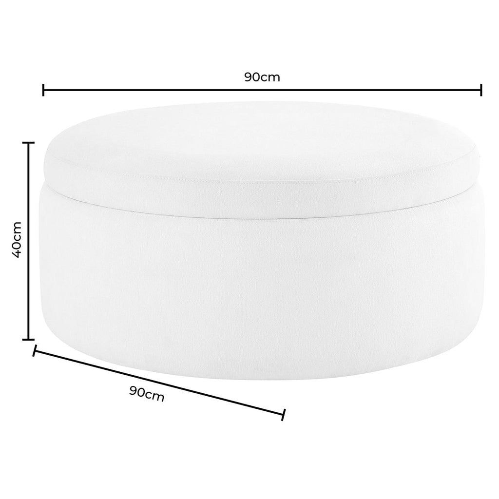 Stockton Round Storage Pouffe - Linen Natural