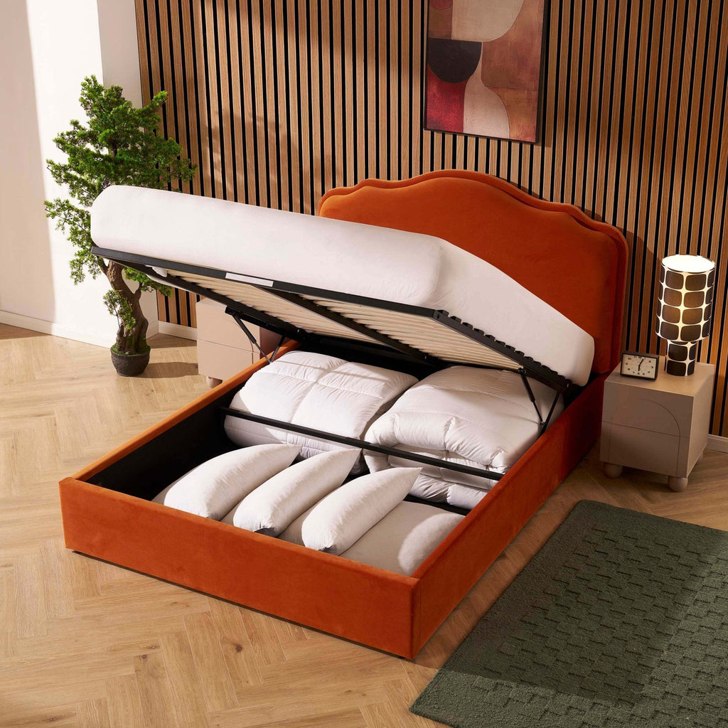 Wiltshire Ottoman Storage Bed - Bright Orange