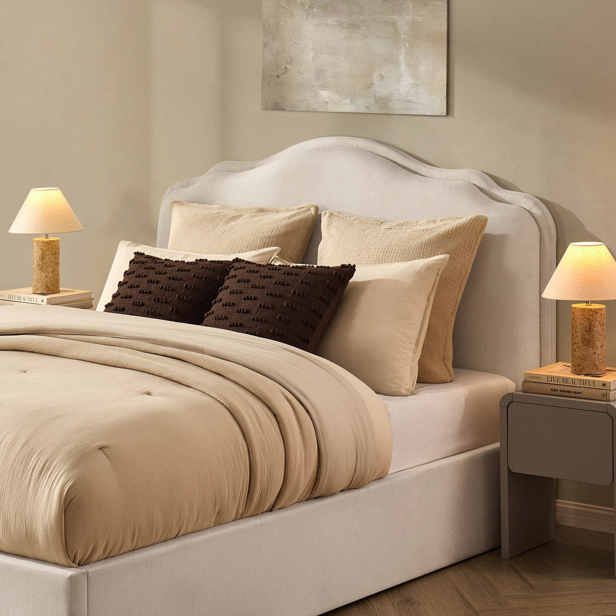 Wiltshire Ottoman Storage Bed - Cream Linen